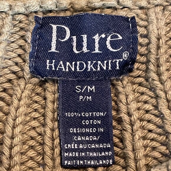 Pure Olive Green Knit Cardigan Sweater S/m Handknit Ribbed Sleeves Cable Knit - Picture 9 of 9